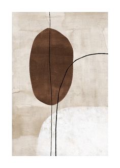 an abstract painting with brown and white shapes