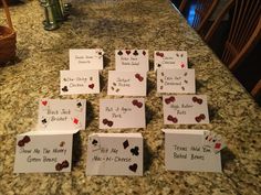 many cards are placed on top of the counter for someone to put in their place