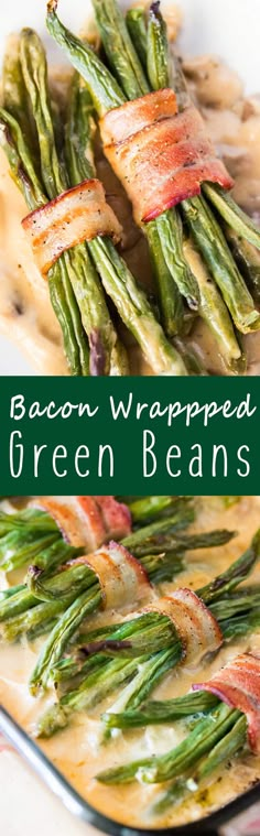 bacon wrapped green beans on a plate