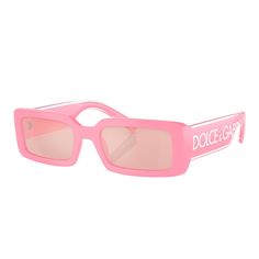 These Dolce & Gabbana DG 6187 3262/5 womens rectangle sunglasses, feature a pink plastic frame and pink mirror lenses. Size and dimensions for the Dolce & Gabbana model DG 6187 are lens 53mm x bridge 20mm x temple 145mm. This frame will come with Dolce & Gabbana box, case, cloth and paperwork, and they can be fitted with your prescription by your eye doctor. Pink Rectangular Sunglasses With Gradient Lenses, Pink Rectangular Sunglasses With Uv Protection, Designer Pink Tinted Sunglasses, Pink Rectangular Polarized Sunglasses, Pink Sunglasses With Uv Protection And Square Frame, Pink Square Frame Sunglasses For Spring, Pink Square Frame Sunglasses With Tinted Lenses, Sunglasses Pink, Plastic Sunglasses