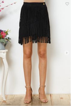 Faux Suede Studded Fringe Skirt95% Polyester 5% Spandex Marketing Clothing, Suede Fringe Skirt, Jackson Hole Wedding, Western Boutique, Short Fringe, Velvet Bodysuit, Western Chic, Fringe Skirt, Clothing Retail