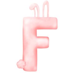 the letter f is made out of pink foam and has two balloons attached to it