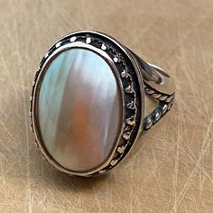 Beautiful Vintage Mother Of Pearl 925 Silver Ring. Marked Old Carlisle Jewelry, Which Was Bought By Carolyn Pollack. Please See Photos. Big Beautiful Mother Of Pearl Ring With Gorgeous Silver Craftsmanship. Mother Of Pearl Ring, 925 Silver Ring, Carlisle, 925 Silver Rings, Pearl Ring, Womens Jewelry Rings, Mother Of Pearl, Silver Ring, 925 Silver