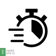 the stopwatch icon is shown in black on a white background with an arrow pointing to it