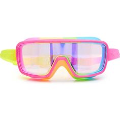 a pair of colorful goggles on a white background