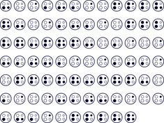 an image of many circles with faces drawn on them, all in black and white