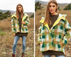 Indulge in cozy elegance with our Soft Plaid Oversized Fleece Sherpa Jacket. This chic outerwear piece combines comfort and style for a fashion-forward look that's perfect for any occasion. 🧥 Oversized Comfort: Embrace the oversized silhouette that provides both warmth and a trendy vibe. This jacket is not just outerwear; it's a statement piece that effortlessly combines coziness with chic style. 🌟 Soft Plaid Perfection: The soft plaid pattern adds a touch of sophistication to this fleece sherpa jacket. It's a fun design that elevates your casual ensemble with ease. 🧣 Sherpa Hood and Elastic Band: Stay snug in chilly weather with the sherpa-lined hood, offering an extra layer of warmth and style. The elastic band adds a subtle detail, enhancing the jacket's overall charm. 🎁 Girlfriend Cozy Green Outerwear For Fall, Chic Outerwear, Jacket With Hood, Sherpa Jacket, Chilly Weather, Oversized Silhouette, Girlfriend Gift, Sherpa Lined, Fun Design