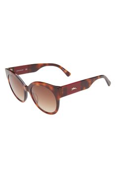 Bold frames in a vintage-chic rounded silhouette define stylish sunglasses fitted with gradient lenses. 53mm lens width; 20mm bridge width; 140 mm temple length 100% UV protection Plastic Imported Sunglasses Style, Havana Brown, Brown Gradient, Stylish Sunglasses, Nordstrom Store, Vintage Chic, Havana, Uv Protection, Round Sunglasses