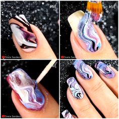 Popular Summer Nails, Simple And Cute Nails, Nails Ideas For Summer, Cute Nails Ideas, Nail Marble, Water Marble Nail Art, Quick Nail Art, Marble Nail Designs, Marble Nail