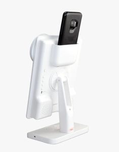 a cell phone is attached to a stand