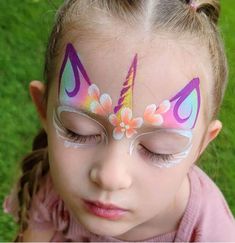 Face Paint Line Busters, Unicorn Face Paint Easy Step By Step, Face Paint Unicorn Easy, Face Painting Ideas For Kids Easy, Easy Kids Face Painting Ideas, Facepainting Ideas Easy For Kids