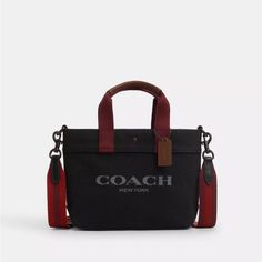 New With Tags Coach,Tote 20 In Colorblock,Medium,Black Copper/Black Tote 20 In Colorblock Two Credit Card Slots Snap Closure, Fabric Lining Handles With 3 1/4" Drop Detachable Strap With 25" Drop For Shoulder Or Crossbody Wear 73/4" (L) X 6 3/4" (H) X 3 1/2" (W) Style No. C9879 Coach Outlet Tote, Coach Canvas, Navy Bag, Coach New York, Coach Tote, Coach Outlet, Black Tote, Coach Bags, Smooth Leather