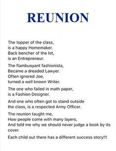 the poem for reunion, written in blue ink on white paper with an image of a person's face