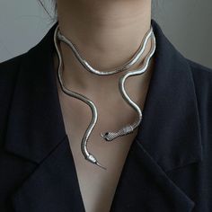 Snake Choker Necklace, Serpentine Necklace, Gothic Chokers, Snake Jewelry, Snake Bracelet, Snake Necklace, Snake Design, Stylish Necklace, Estilo Punk