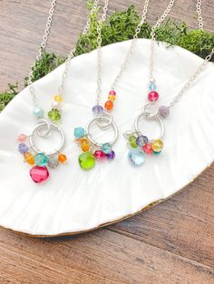 paige colorful necklaces Wire Jigs, Chocolate Jewelry, Ruby Quartz, Asymmetrical Style, Gem Earrings, Rainbow Necklace, Beach Boho, Rosary Necklace, Aqua Chalcedony