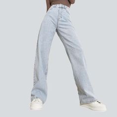 Feel the nostalgia of the Nineties in our 2023 Autumn Collection's high-waisted. straight women's jeans! This vintage-inspired piece is perfect for those who want to show off their bold. fashion-forward personality. Crafted with stonewashed denim and a zipper and button closure. these jeans offer a chic. timeless look with luxurious comfort.Distinctive Features: 90s Style: Step back into an iconic era with this vintage-inspired fashion statement. High-Waisted: Flaunt your figure with a classic. Trendy Non-stretch Straight Leg Cargo Jeans, Trendy Straight Leg Non-stretch Cargo Jeans, Trendy Baggy Full-length Jeans, Trendy Wide Leg Non-stretch Cargo Jeans, Non-stretch Trendy Full Length Cargo Jeans, Baggy Flare Jeans For Streetwear, Trendy Baggy Full-length Flare Jeans, Trendy Baggy Rigid Denim Jeans, Trendy High Waist Straight Fit Jeans