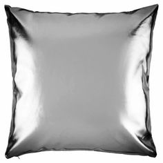 a silver pillow on a white background with a black border around the edges and bottom