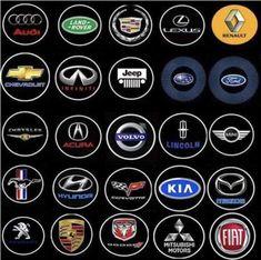 many different car logos are shown in this photo, and there is no image on it