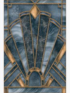 an art deco design in blue and gold