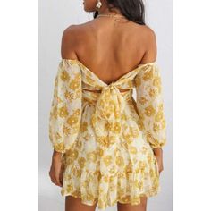 Ygb's Featured Sunkissed Yellow Off The Shoulder Floral Mini Dress! Gorgeous Feels For Spring Or Summer! Cute Back Tie Details. Perfect For Wedding, Brunch, Bridal Shower Ect. S M L Mini Dress Long Sleeve, Mini Dress Formal, Mini Dresses Online, Ladies Clothes, Mini Dresses For Women, Ruffle Mini Dress, Dresses 2024, Mini Cocktail Dress, Dress For Short Women