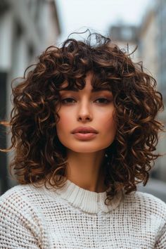 Curly Medium Length Hair With Bangs, Med Length Curly Hairstyles, Curly Layered Bob Mid Length, Easy Church Hairstyles, Classy Curly Hairstyles, Curly Hair Shoulder Length, Rezo Cut Curly Hair, Shoulder Length Curly Hairstyles, Curly Hairdos