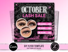 a flyer for a halloween sale with eyelashes