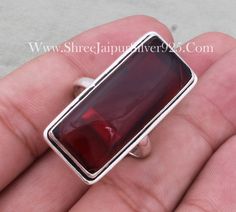 #ready-to-gift #Birthstone Item#ring for woman #anxiety ring #Faster Selling Item#Bestseller #silverartisanwork #Silverboho #Ringlover #etsyseller #Starseller #Turquiseringlover #Spinner#Mother's Day gift items Red Garnet Quartz Ring 925 Sterling Silver Ring. Gemstone Name: Red Garnet Quartz (Hydro Quartz) Metal: 925 Sterling Silver Ring Size: Optional Quantity: 1 Piece click more gemstone rings:- https://www.etsy.com/in-en/shop/Shreejaipursilver925?ref=seller-platform-mcnav&search_query=gemston Ring For Wedding, Large Stone Rings, Boho Items, Red Stone Ring, Silver Ring For Women, Personalized Bridesmaid Gifts, Handcrafted Rings, Quartz Ring, Anniversary Gift For Her