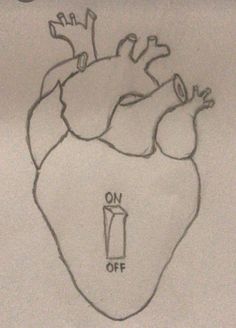 a drawing of a heart with an on off button