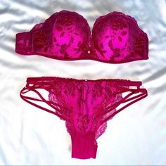 Bombshell Strapless Bra 32b Panty Small 2 Pc Set Gorgeous. So Pretty!!! Panty Brand And Size Tag Cut Strapless Bra, So Pretty, Size Tag, Women's Intimates, Pink Purple, Date Night, Victoria's Secret, Bra, Purple