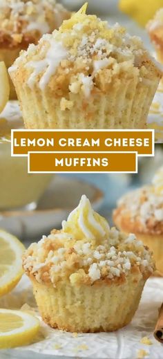 lemon cream cheese muffins on a plate