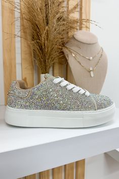 Very G Starlight Platform Sneakers (Cream) - Happily Ever Aften Rhinestone Sneakers, Shine Bright Like A Diamond, Platform Sneakers, To Shine, Shine Bright, Shoe Collection, Sparkle, Lace Up, Cream