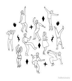 an image of people doing different things in the air with their arms and legs spread out