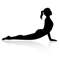 the silhouette of a woman doing yoga on her stomach and back, with one leg up