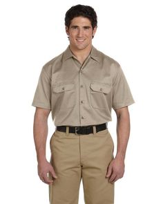 Unisex Short-Sleeve Work Shirt - KHAKI - XL | Dickies Short-Sleeve Work Shirt in Khaki Size XL Dickies Shorts, Dickies Workwear, Desert Sand, Twill Shirt, Work Shirt, Shirt Short Sleeve, Pullover Jacket, Work Shirts