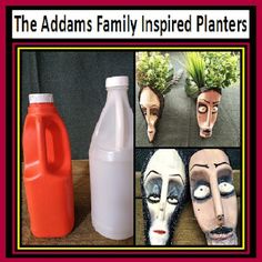 an advertisement for the adams family inspired planters with masks on their heads and faces