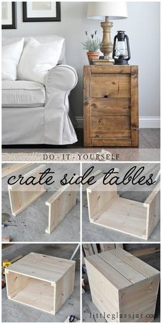 the steps to make a diy crate side table