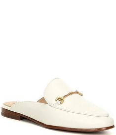 Sam Edelman Linnie Leather Slip-On Mules | Dillard's Chic White Loafers With Leather Footbed, Elegant Flat Mules With Leather Footbed, Elegant Spring Flats With Leather Footbed, Elegant Leather Footbed Flats For Spring, Elegant Flat Loafers With Buckle Closure, Chic Flat Loafers With Buckle Closure, Chic Loafers With Buckle Closure, Chic Flat Heel Loafers With Buckle Closure, Chic Loafers With Buckle Closure And Flat Heel