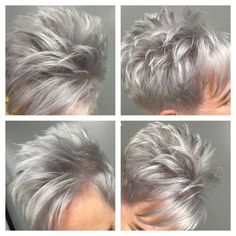 Ashley Green, Silver White Hair, Short Spiky Hairstyles, White Hair Color, Medium Bob Hairstyles, Gray Hair Cuts, Grey Hair Styles For Women, Haircut Short