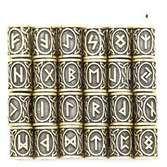 six rolls of old black and white alphabets