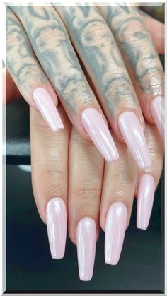 Embrace a soft, dreamy aesthetic with our milky pink nails! This delicate shade offers a touch of romance and elegance for a subtle yet chic look! Base Pink Nails, Pink Chrome Nails Coffin Shape, Baby Pink Chrome Nails Square, Pink Nails White Chrome, Pink Crome Nails Coffin, Light Pink Crome Nail, Baby Pink Crome Nails, Icy Pink Nails, Frosted Pink Nails