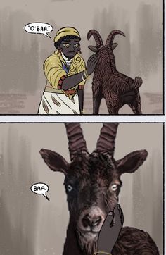 a comic strip with an image of a goat