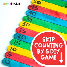 the skip counting by 5 diy game for kids is shown with numbers on them