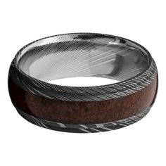 a wedding band that has been made with wood and silver inlays