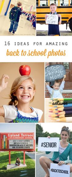 the back to school photo collage is shown