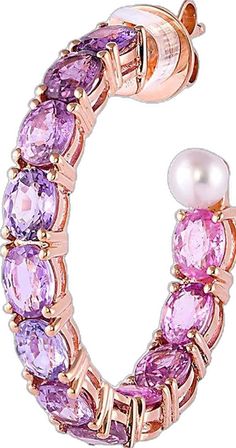 Elegant Multi-stone Hoop Jewelry, Elegant Multi-stone Hoop Earrings, Elegant Purple Hoop Earrings, Elegant Pink Sapphire Multi-stone Jewelry, Elegant Round Hoop Earrings With Gemstone Accents, Elegant Multi-stone Pink Sapphire Jewelry, Elegant Purple Round Hoop Earrings, Elegant Purple Gemstone Hoop Earrings, Elegant Pink Amethyst Earrings