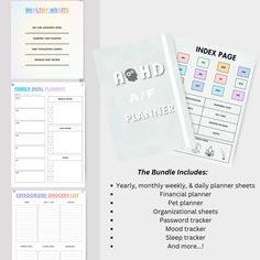 that comfy shop digital planner and organizer Family Meal Planner, Daily Planner Sheets, Planner Sheets, Mindfulness Exercises