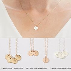 Diamond Solitaire Necklace, Initial Necklace Gold, Solitaire Necklaces, Gold Gift, Gold Initial, Disc Necklace, Cute Necklace