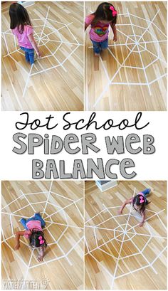 a collage of photos showing how to use spider web balance