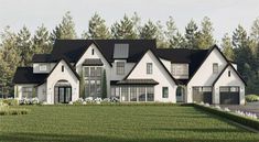 this is an artist's rendering of a house in the country side with lots of windows