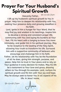 the prayer for your husband's spiritful growth is written in blue, pink and yellow watercolors